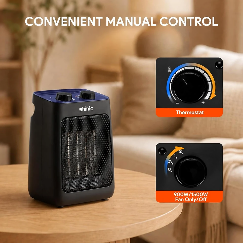 SHINIC Blue Portable Ceramic Heater, product view 4
