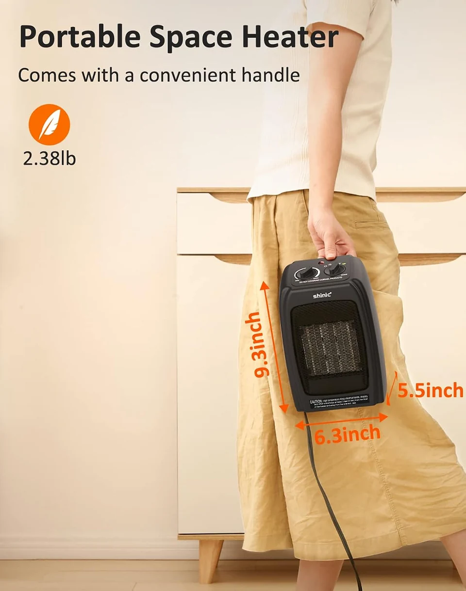 SHINIC Compact Ceramic Space Heater, product view 8