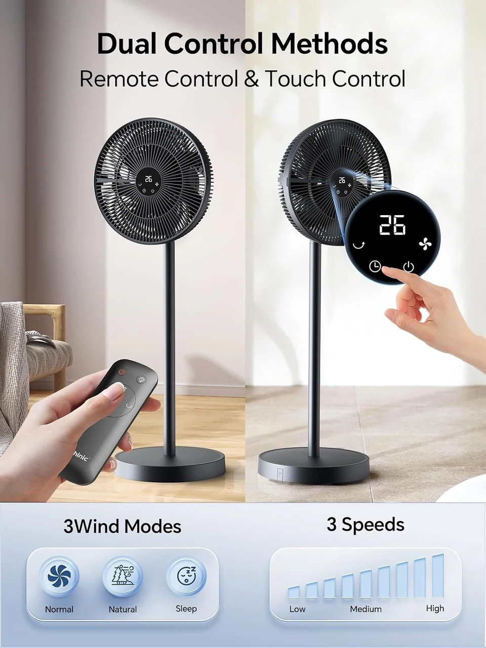 SHINIC 14-Inch Folding Pedestal Fan, product view 6