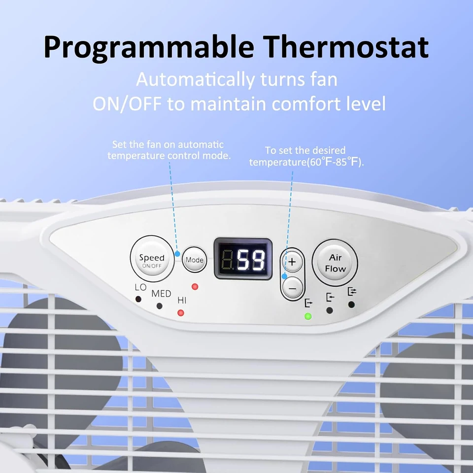 SHINIC Thermostat Twin Window Fan, product view 4