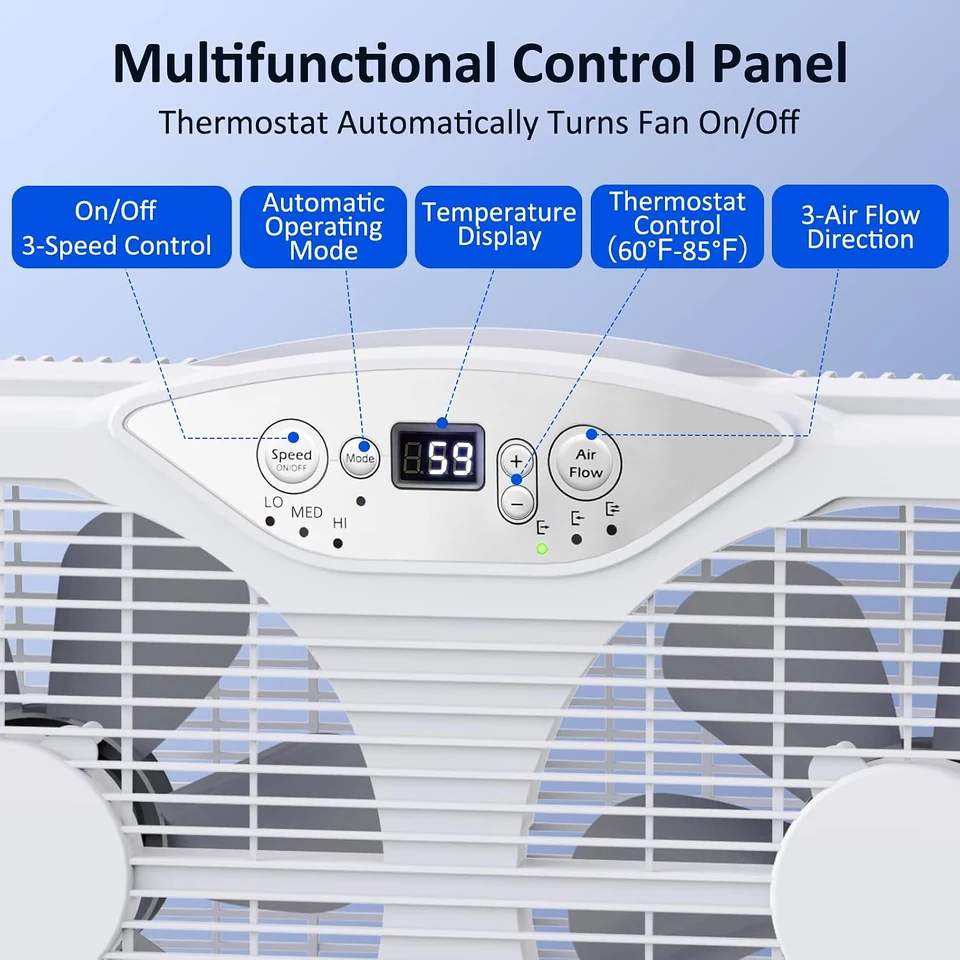 SHINIC Thermostat Twin Window Fan, product view 6